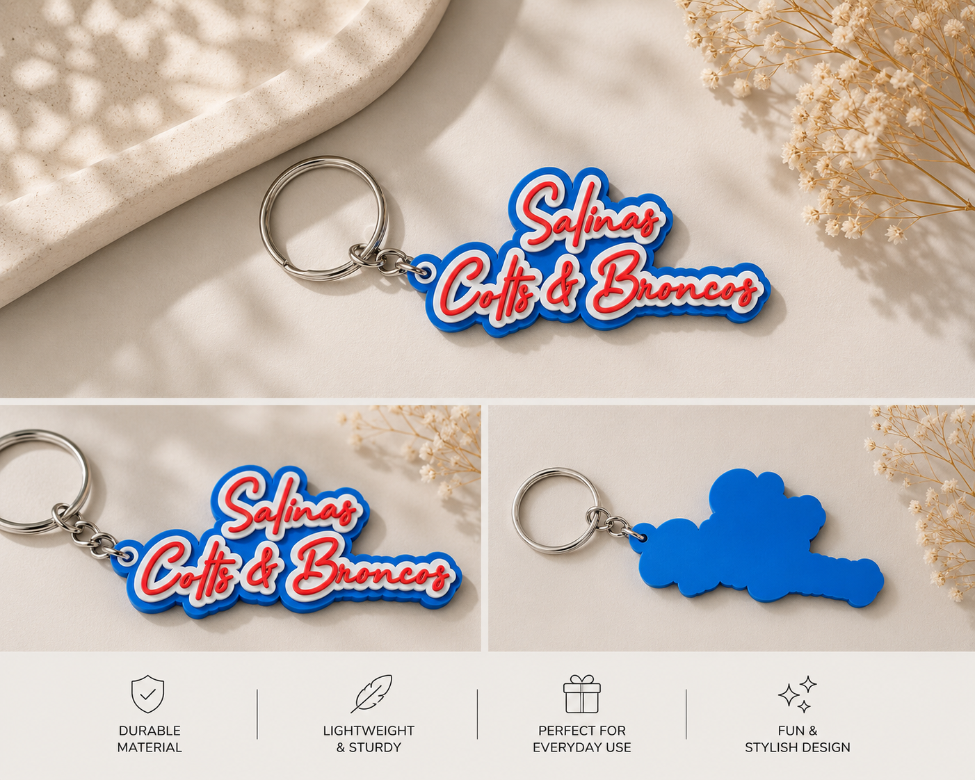 Salinas Colts & Broncos Script Keychain