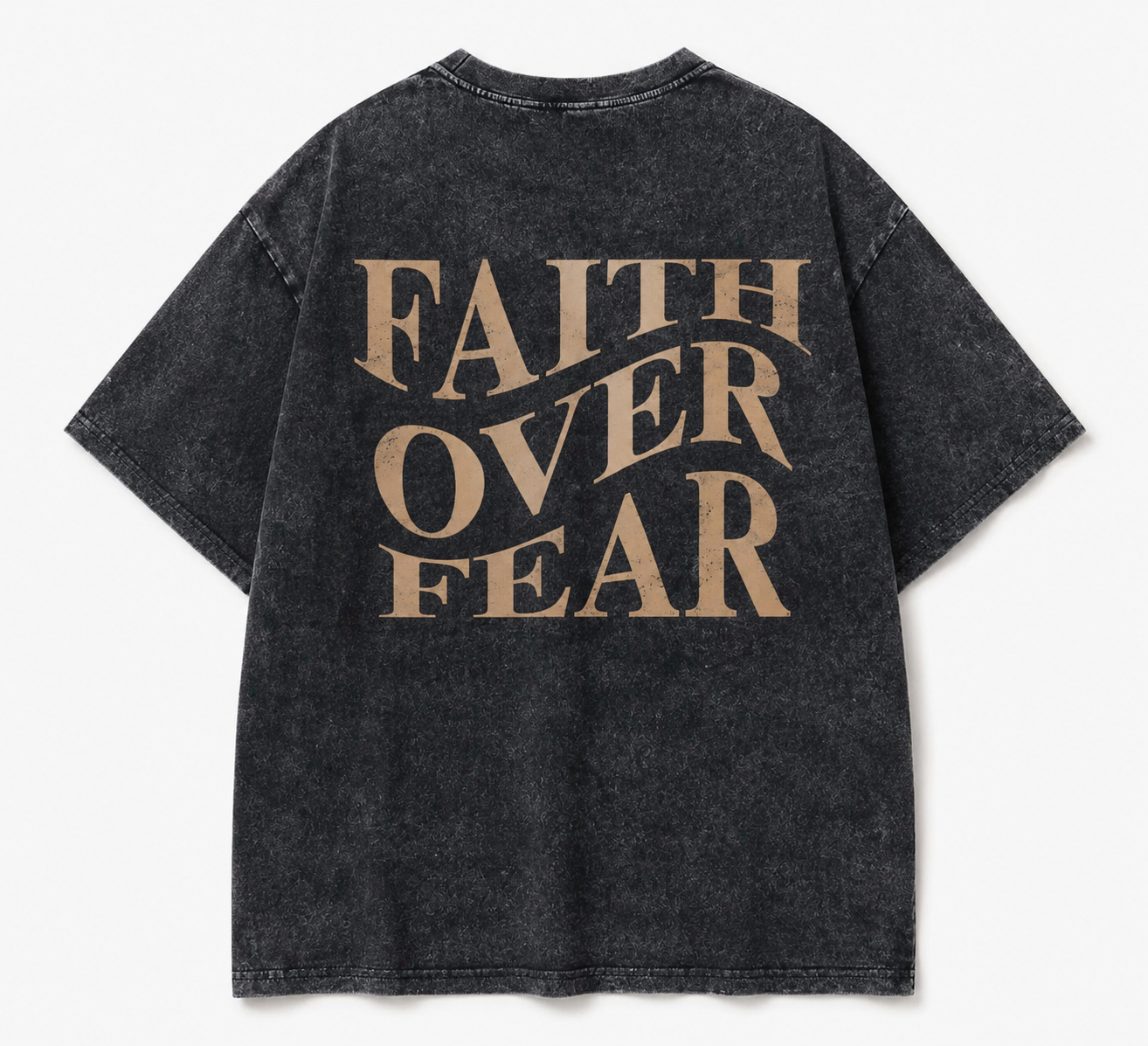 Faith Over Fear – Unisex Oversized Graphic Tee Acid Wash