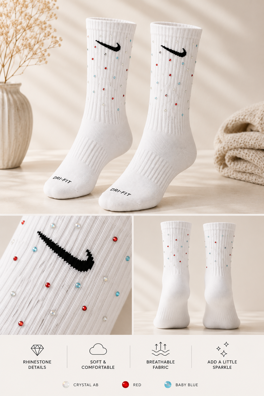 NSHS Cheer Rhinestone Nike Dri-FIT Socks