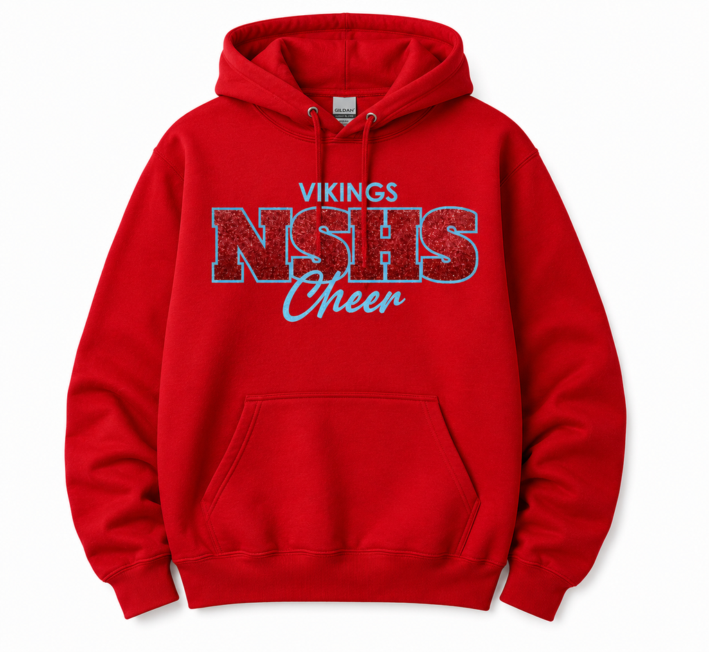 NSHS Vikings Cheer Glitter Hoodie & Crewneck