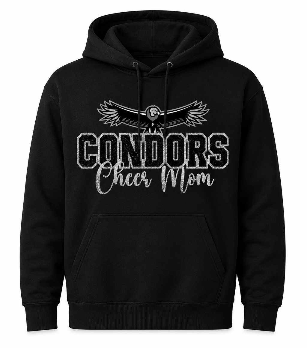 Condors Cheer Mom Glitter Hoodie | Free Personalized Sleeve Option