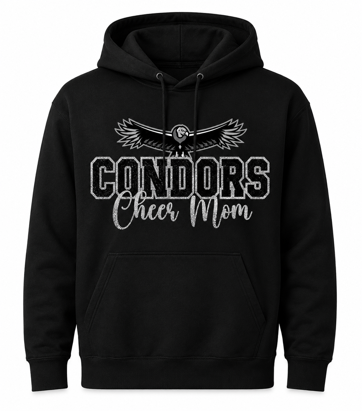 Condors Cheer Mom Glitter Hoodie | Free Personalized Sleeve Option