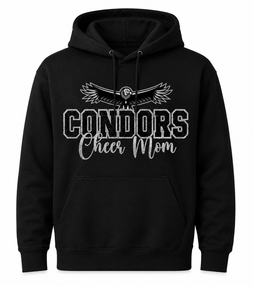 Condors Cheer Mom Glitter Hoodie | Free Personalized Sleeve Option