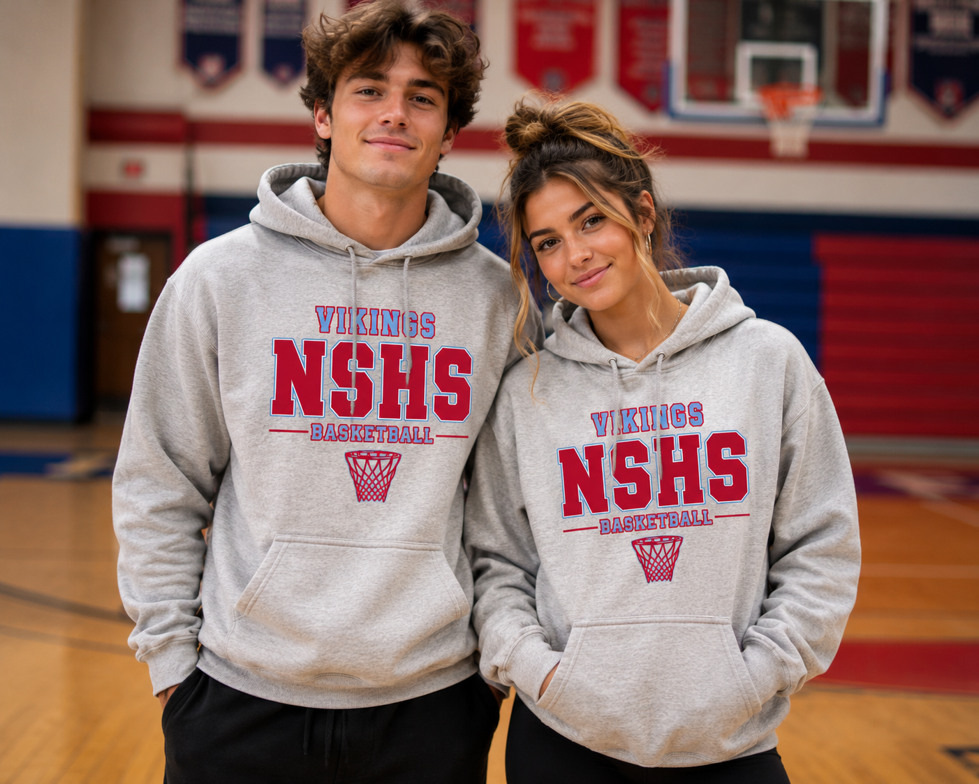 NSHS Vikings Basketball Hoodie | Unisex Pullover Hoodie | Adult & Youth