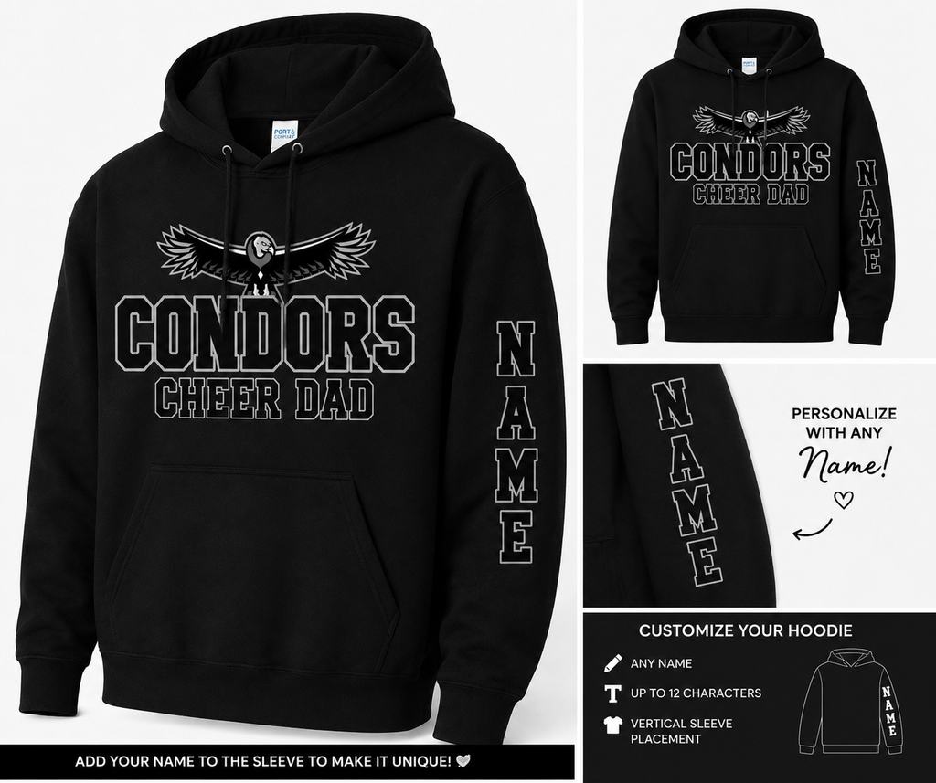 Condors Cheer Dad Hoodie | Free Personalized Sleeve Option