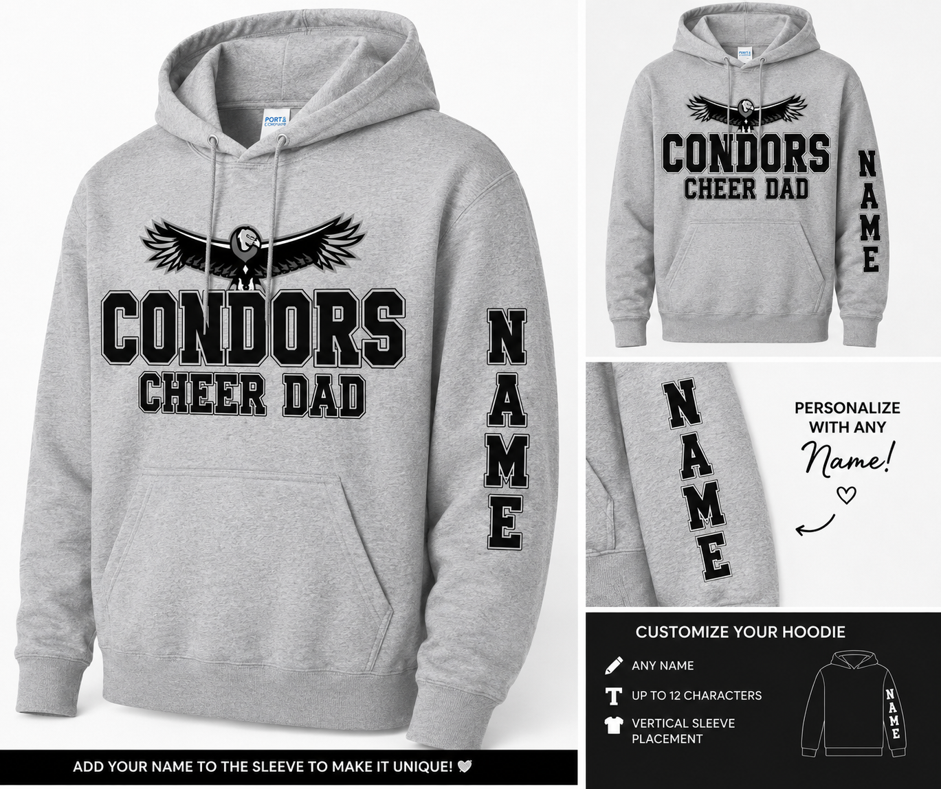 Condors Cheer Dad Hoodie | Free Personalized Sleeve Option