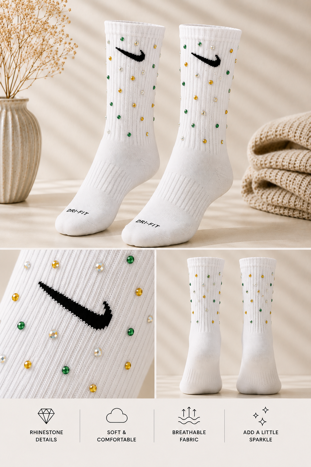 Bulldog Rhinestone Nike Dri-FIT Socks