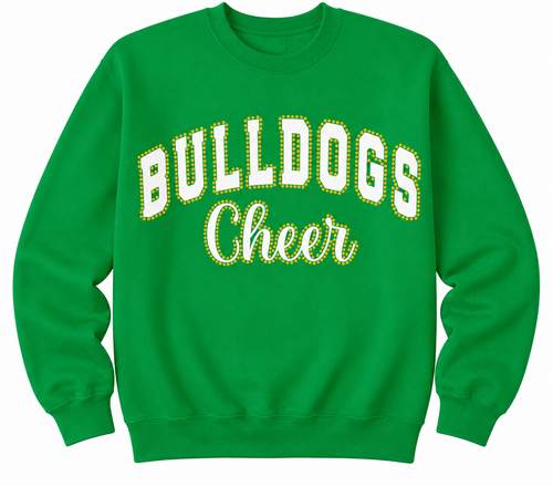 Bulldog Cheer Glitter & Rhinestone Crewneck