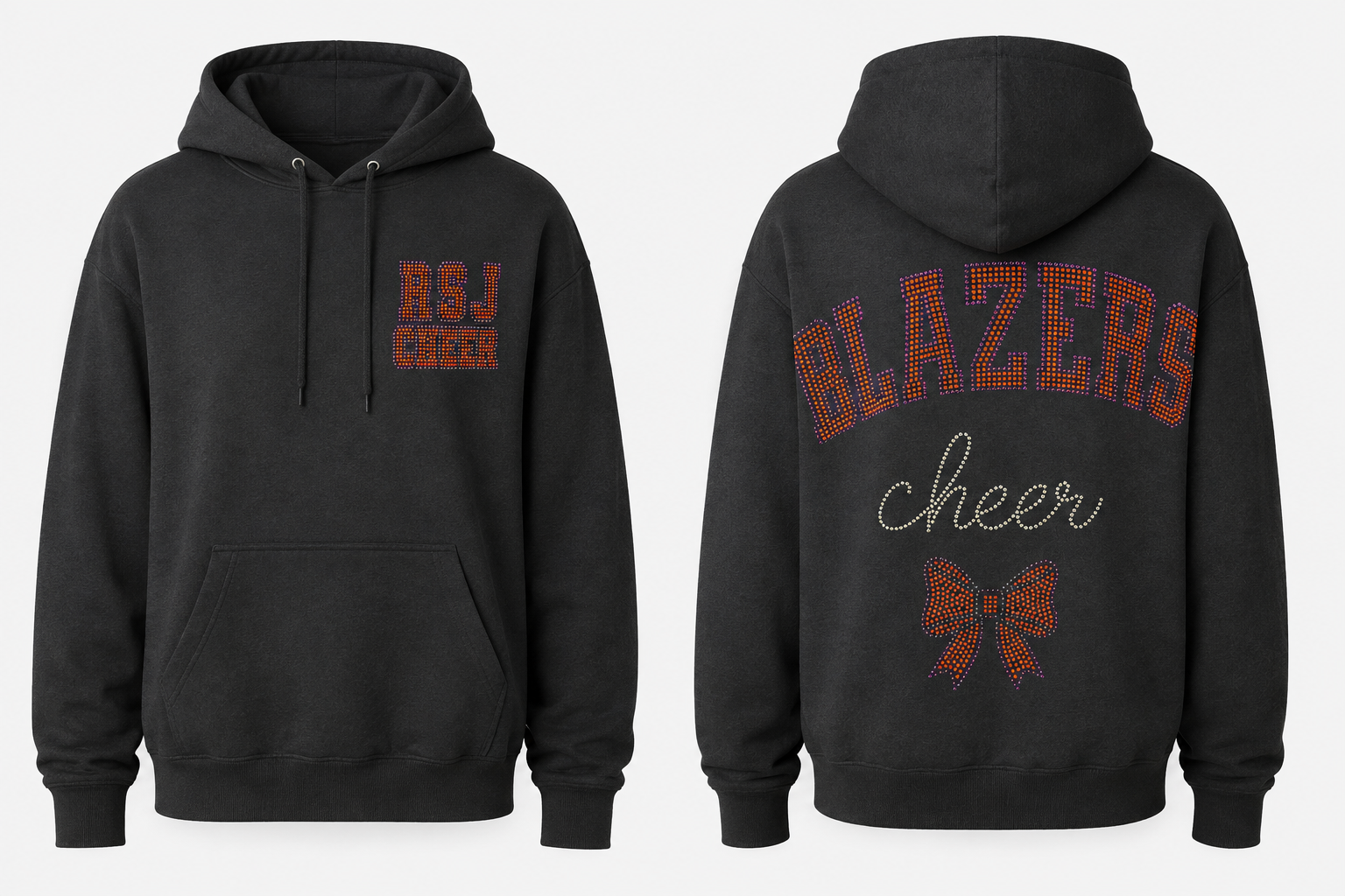 RSJ Blazers Cheer Rhinestone Hoodie | Front & Back Design\