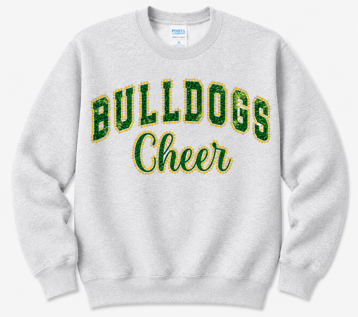 Bulldog Cheer Glitter & Rhinestone Crewneck