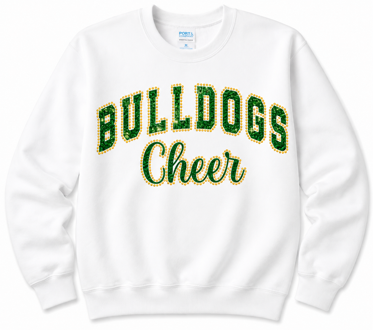 Bulldog Cheer Glitter & Rhinestone Crewneck