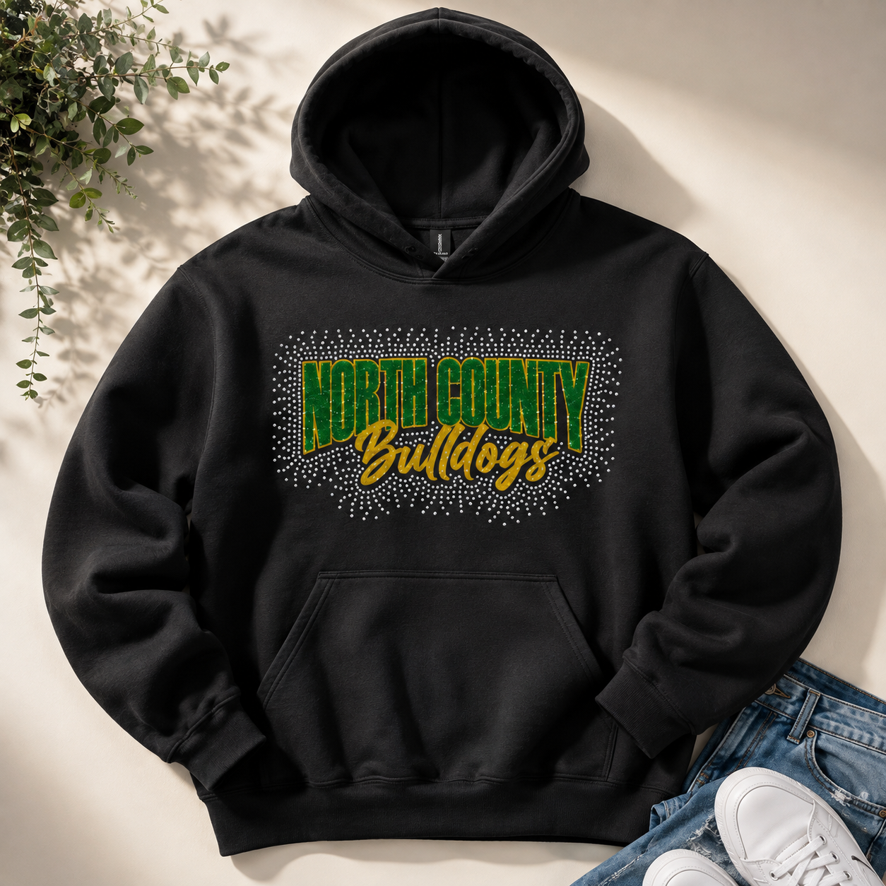 North County Bulldogs Glitter + Rhinestone Hoodie