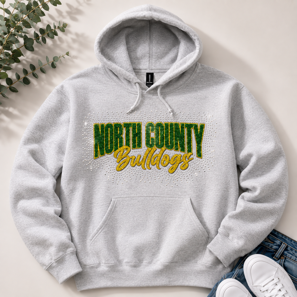 North County Bulldogs Glitter + Rhinestone Hoodie
