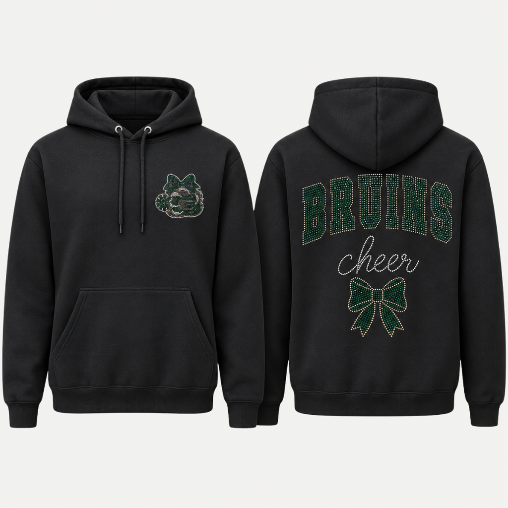 Bruins Cheer Rhinestone Hoodie & Crewneck | Front & Back Design