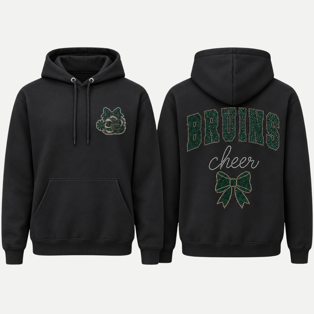 Bruins Cheer Rhinestone Hoodie & Crewneck | Front & Back Design