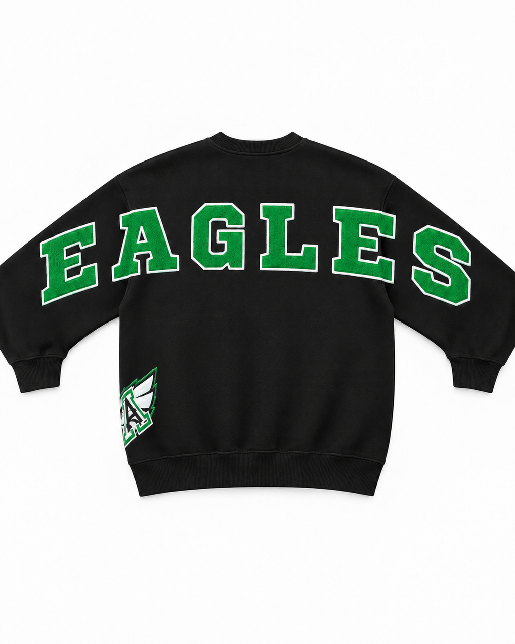 Custom Front Design w/side logo Distressed Letters Crewneck - Standard and Glitter Options